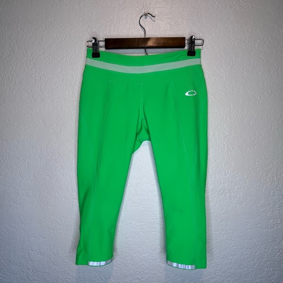 Oakley Power Through Green Athletic Leggings Performance Fit - Picture 1 of 5